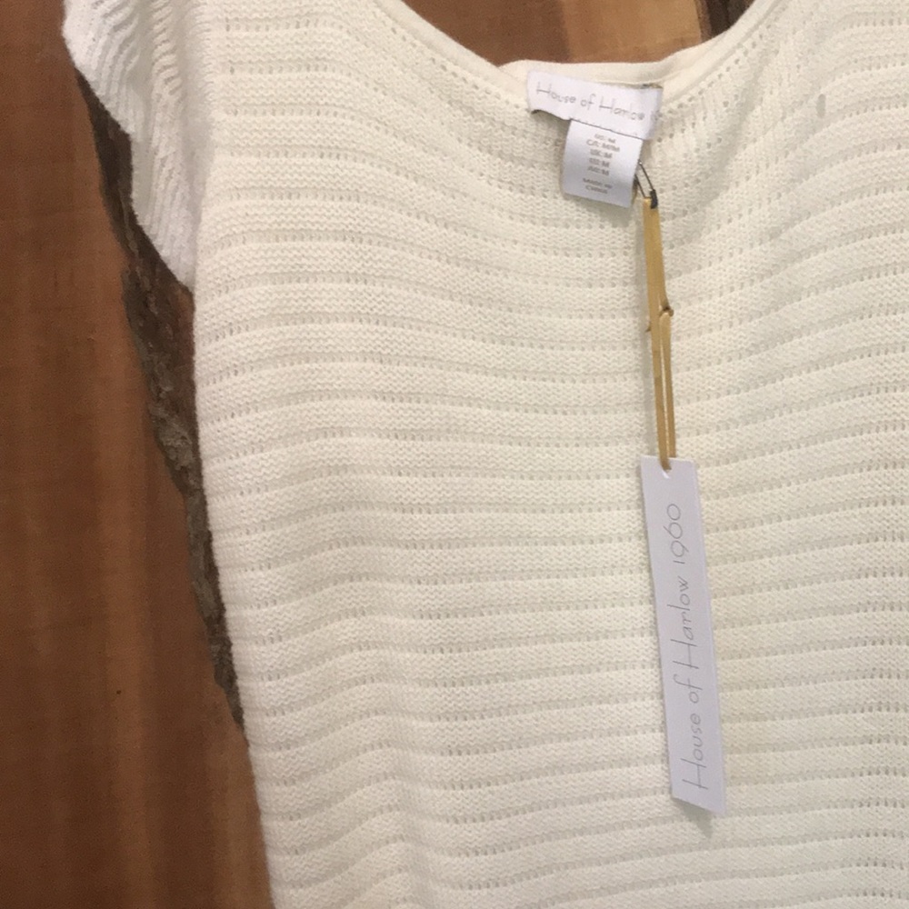 HOUSE OF HARLOW 1960 NWT Little White Knit Dress Flutter Midi Easter Summer - Picture 7 of 14